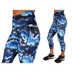 CONSTANTLY VARIED GEAR Blue Storm Capris Leggings CVG Large